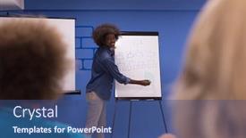  Presentation with african american meeting - Colorful theme enhanced with young african american speaker seminar corporate business meeting concept backdrop and a ocean colored foreground
