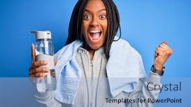  Presentation with water sports - Colorful PPT theme enhanced with young-african-american-sports-woman backdrop and a light blue colored foreground