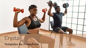  Presentation with exercise sport - PPT theme enhanced with young-african-american-sporty-couple background and a coral colored foreground