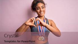  Presentation with american heart - PPT layouts having young-african-american-sporty-girl background and a coral colored foreground