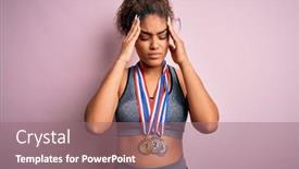  Presentation with sport - Presentation theme having young-african-american-sporty-girl background and a coral colored foreground