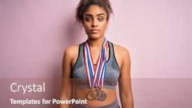  Presentation with pink simple - PPT theme having young-african-american-sporty-girl background and a tawny brown colored foreground