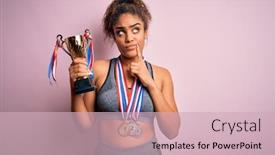  Presentation with winning - Slides featuring young-african-american-sporty-girl background and a soft green colored foreground