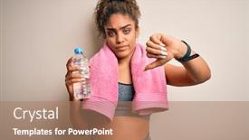  Presentation with water bottle - Presentation design having young-african-american-sporty-woman background and a coral colored foreground