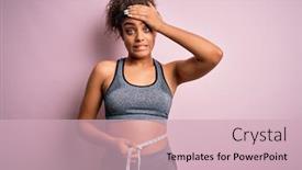  Presentation with tape measure - PPT theme with young-african-american-sporty-woman background and a soft green colored foreground