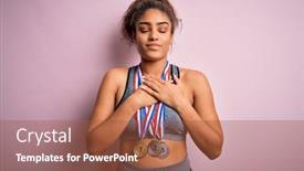  Presentation with winning - PPT theme consisting of young-african-american-sporty-woman background and a red colored foreground