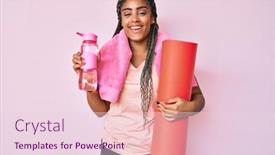  Presentation with sporty - PPT theme featuring young-african-american-sporty-woman background and a lemonade colored foreground