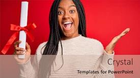  Presentation with happy young student girl holding - Presentation having young-african-american-student-girl background and a soft green colored foreground