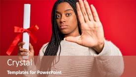 Presentation with american university - Colorful slide set enhanced with young-african-american-student-girl backdrop and a coral colored foreground