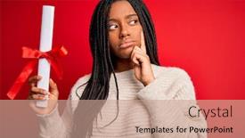  Presentation with american university - Audience pleasing slide set consisting of young-african-american-student-girl backdrop and a coral colored foreground
