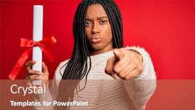  Presentation with american university - Slide set enhanced with young-african-american-student-girl background and a coral colored foreground