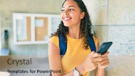 Presentation with american university - Cool new theme with young-african-american-student-girl backdrop and a coral colored foreground