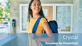  Presentation with american university - PPT layouts enhanced with young-african-american-student-girl background and a teal colored foreground