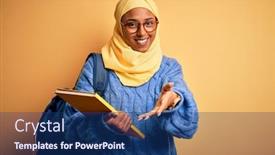  Presentation with religious african american - Beautiful slides featuring young-african-american-student-woman backdrop and a ocean colored foreground