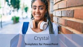  Presentation with american university - PPT theme enhanced with young-african-american-student-woman background and a light blue colored foreground