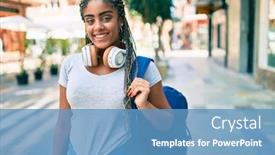  Presentation with american university - Audience pleasing slides consisting of young-african-american-student-woman backdrop and a teal colored foreground