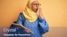  Presentation with sleepiness - Presentation theme consisting of young-african-american-student-woman background and a ocean colored foreground