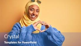  Presentation with american heart - Audience pleasing slide set consisting of young-african-american-student-woman backdrop and a ocean colored foreground