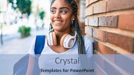  Presentation with american university - Amazing PPT theme having young-african-american-student-woman backdrop and a light blue colored foreground