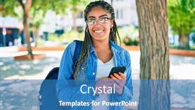  Presentation with american university - PPT theme with young-african-american-student-woman background and a teal colored foreground
