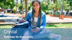  Presentation with american university - Amazing slide set having young-african-american-student-woman backdrop and a teal colored foreground