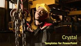 Presentation with chains - Slide set with young-african-american-technician-holding background and a wine colored foreground