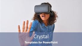  Presentation with african american teenager girl - PPT theme having young african american teenager girl playing virtual reality game using goggles background and a ocean colored foreground