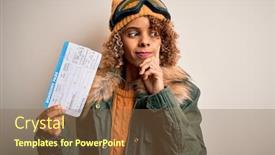  Presentation with african american woman question - Presentation featuring young-african-american-tourist-woman background and a tawny brown colored foreground