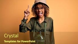  Presentation with canteen - Beautiful slides featuring young-african-american-tourist-woman backdrop and a tawny brown colored foreground