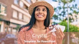  Presentation with tourist - Presentation enhanced with young-african-american-tourist-woman background and a coral colored foreground