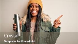  Presentation with drinking water - Audience pleasing presentation theme consisting of young-african-american-tourtist-woman backdrop and a violet colored foreground