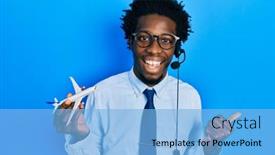  Presentation with travel - Slide set featuring young-african-american-travel-agent background and a  colored foreground
