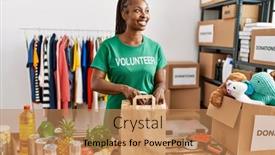  Presentation with african charity - Theme featuring young-african-american-volunteer-woman background and a coral colored foreground