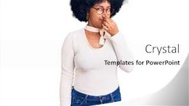  Presentation with breath - Beautiful PPT theme featuring young-african-american-wearing-casual backdrop and a white colored foreground