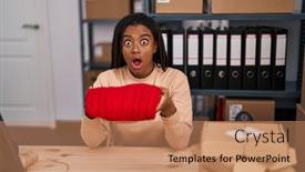  Presentation with african american business - Slide deck featuring young-african-american-with-braids background and a coral colored foreground