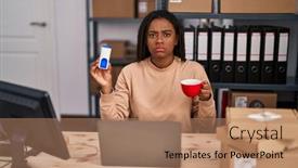  Presentation with african american business - Presentation design enhanced with young-african-american-with-braids background and a  colored foreground
