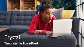  Presentation with american - PPT layouts having young-african-american-with-braids background and a dark gray colored foreground