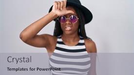  Presentation with african people - Presentation design having young-african-american-with-braids background and a light gray colored foreground