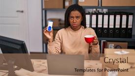  Presentation with sweetener - Presentation theme featuring young-african-american-with-braids background and a coral colored foreground