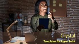  Presentation with american energy - PPT layouts featuring young-african-american-with-braids background and a tawny brown colored foreground