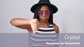  Presentation with bad - Presentation theme with young-african-american-with-braids background and a gray colored foreground