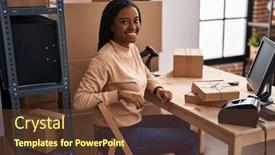  Presentation with african american business - Presentation theme with young-african-american-with-braids background and a tawny brown colored foreground