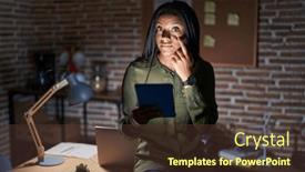  Presentation with working - Theme enhanced with young-african-american-with-braids background and a tawny brown colored foreground