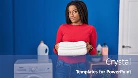 Presentation with clean - Slides featuring young-african-american-with-braids background and a ocean colored foreground