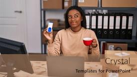 Presentation with sweetener - Presentation design having young-african-american-with-braids background and a coral colored foreground