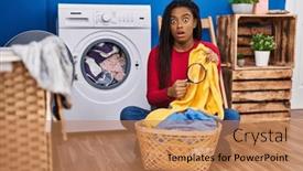  Presentation with looking glass - Slide deck featuring young-african-american-with-braids background and a coral colored foreground
