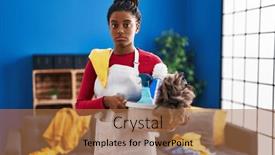  Presentation with cleaning - Slide deck enhanced with young-african-american-with-braids background and a red colored foreground