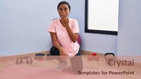  Presentation with sportswear - Slides with young-african-american-with-braids background and a coral colored foreground