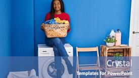  Presentation with laundry - PPT theme enhanced with young-african-american-with-braids background and a ocean colored foreground