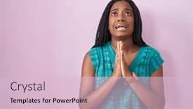  Presentation with praying hands - Slide deck with young-african-american-with-braids background and a lemonade colored foreground